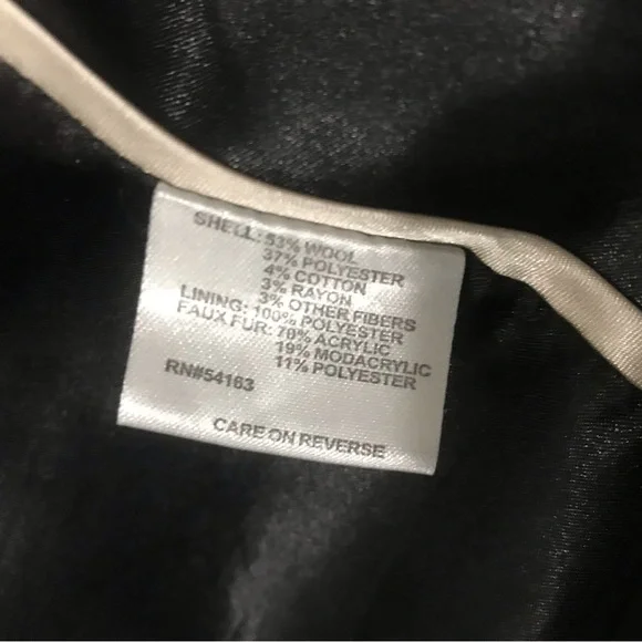 Calvin Klein Black Belted faux fur collar Coat - Picture 10 of 12